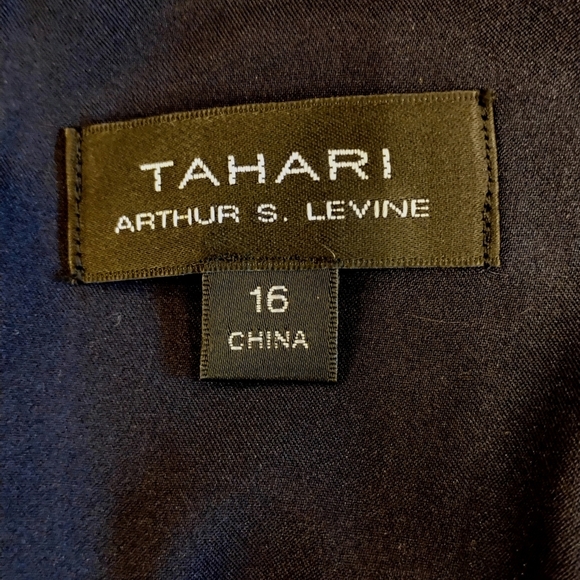 Tahari Silver Blue Ruched Metallic Dress - Picture 7 of 7